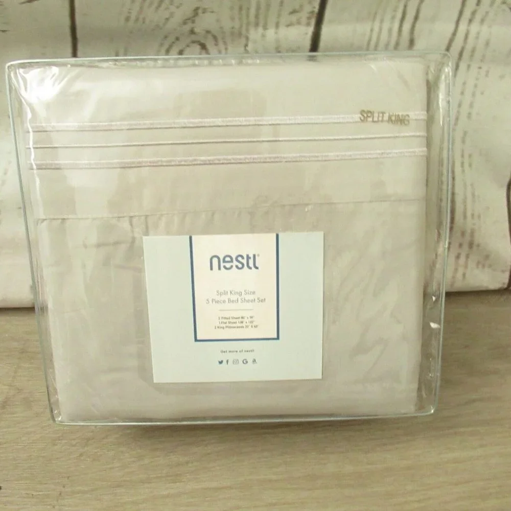 New Nestl Sheet Set Split King Silver Gray Wrinkle‎ Free Microfiber